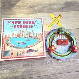 New York Express tin wind up train and plane vintage collectible toy